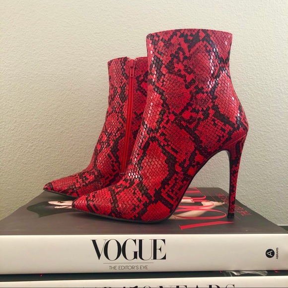 Red & Black Snake Ankle Boots - Picture 7 of 8